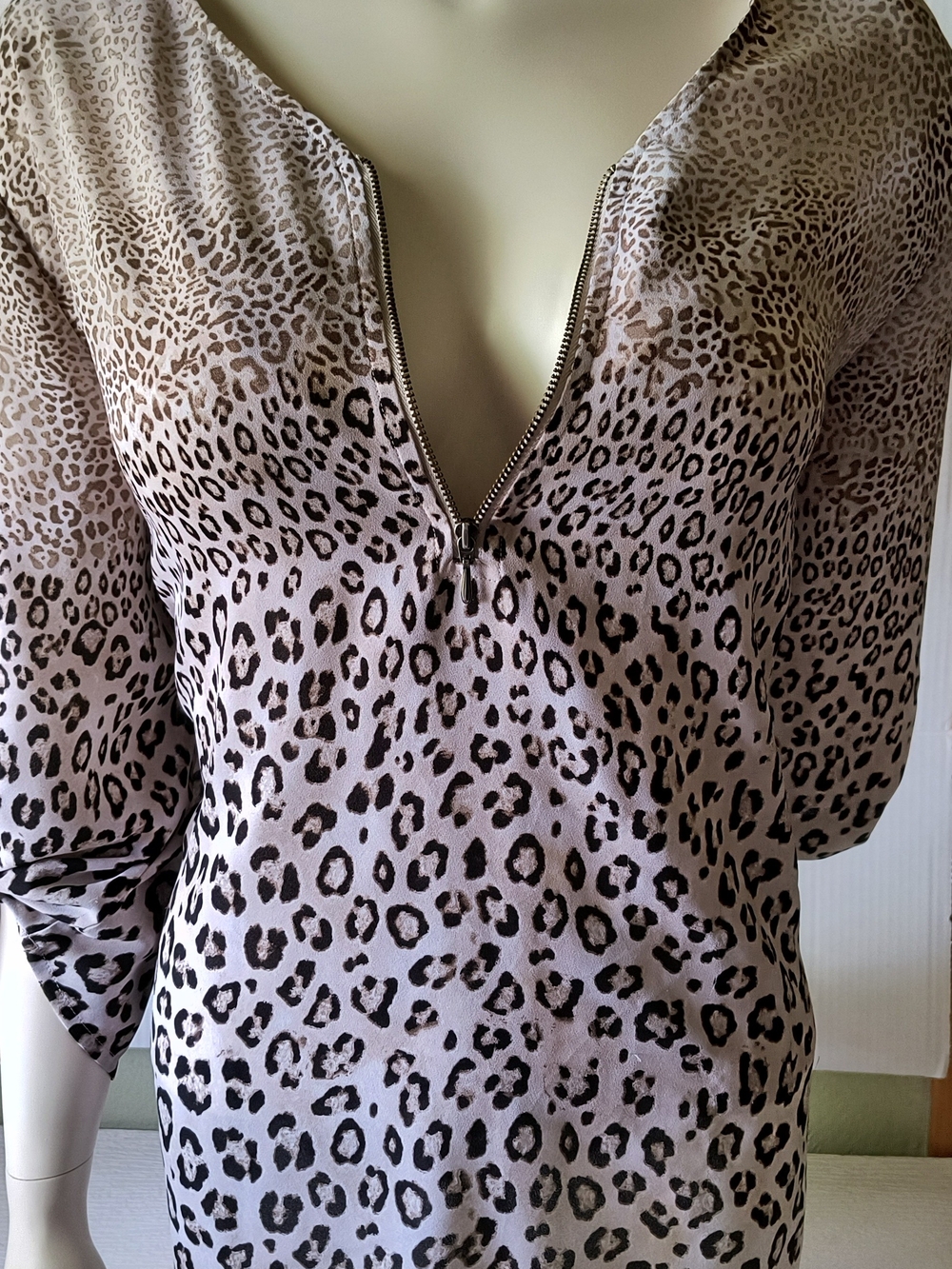 Chico's Pink Leopard Print Zip-Front Tunic